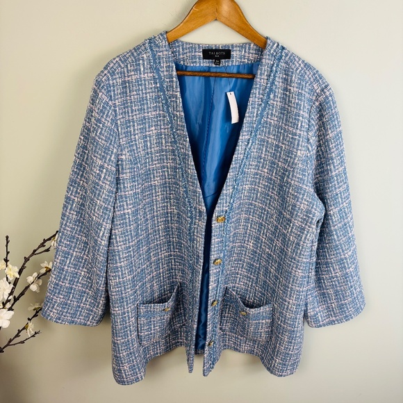 Talbots Plus Tweed V-Neck Coatigan/Jacket NWT Size 18W - Picture 3 of 5